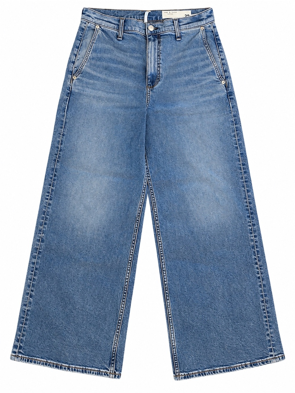 rag & bone High-Rise Wide-Leg Jeans in Light Blue Denim - Picture 3 of 10